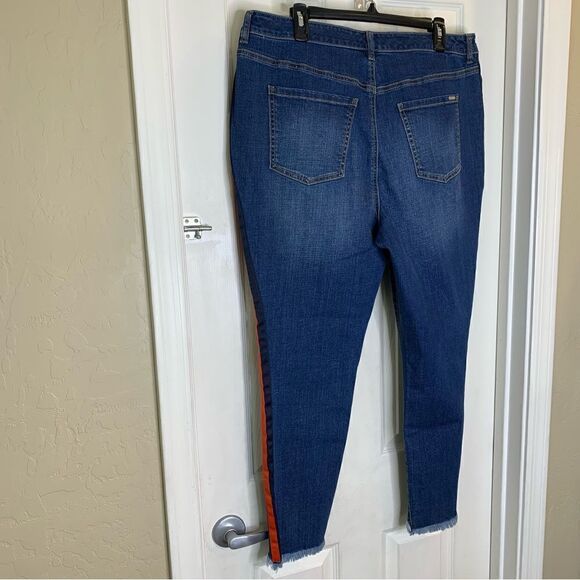 G by Giuliana Skinny Jeans Raw Hem Red Stripe Size 18W - Picture 6 of 9